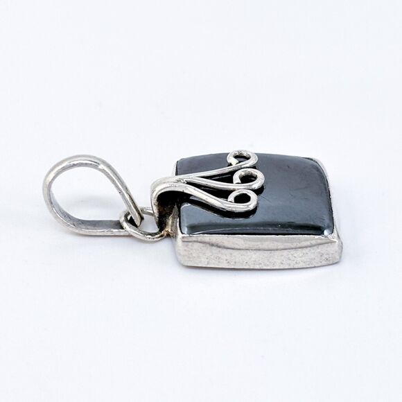 Vintage Sterling Silver 925 Hematite Pendant - Picture 3 of 6